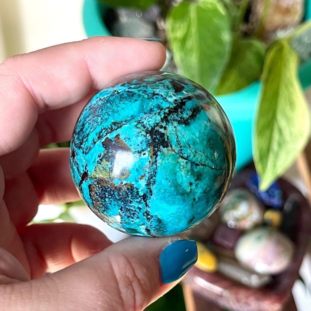 💙Top Quality Peace & Tranquility Chrysocolla Crystal Sphere💙 - Picture 4 of 5